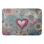 レトロヒッピー：ピンクハートバスマット バスマット (正面)