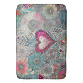 レトロヒッピー：ピンクハートバスマット バスマット (正面縦)