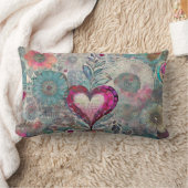 レトロヒッピー:ピンクハート腰枕 ランバークッション (ブランケット)
