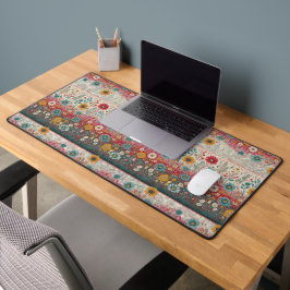 レトロヒッピー:フォークアートガーデンデスクマット デスクマット