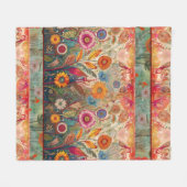 レトロヒッピー：フォークアートガーデンブランケット フリースブランケット (正面(横))