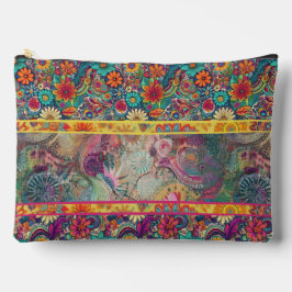 レトロヒッピー:フローラファンタジージッパー付きパウチ アクセサリーポーチ