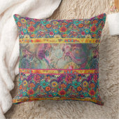 レトロヒッピー:フローラファンタジー枕 クッション (ブランケット)