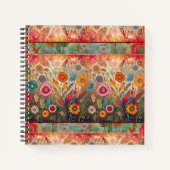 レトロヒッピー：レッドガーデンノートブック ノートブック (正面)