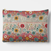 レトロヒッピー:赤いガーデンジッパー付きパウチ アクセサリーポーチ (正面)