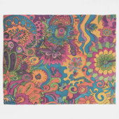 レトロヒッピー： 70sロードトリップの色 フリースブランケット (正面(横))