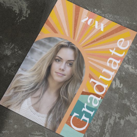 レトロヒッピーArch写真70sピーチ卒業 招待状