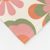 レトロヒッピーBoho 70s花柄ピンクグリーン  フリースブランケット (角)