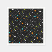 レトロヒップスターブラック宇宙エイジアトミック スタンダードカクテルナプキン (正面)