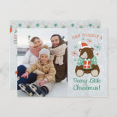 レトロヒップスターベアーリーリトルクリスマスフォト ポストカード (正面/裏面)