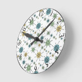 レトロヒップスター宇宙エイジアトミックスターバスト ラウンド壁時計 (傾斜)