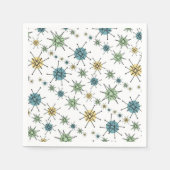 レトロヒップスター宇宙エイジ原子スターバスト スタンダードカクテルナプキン (正面)