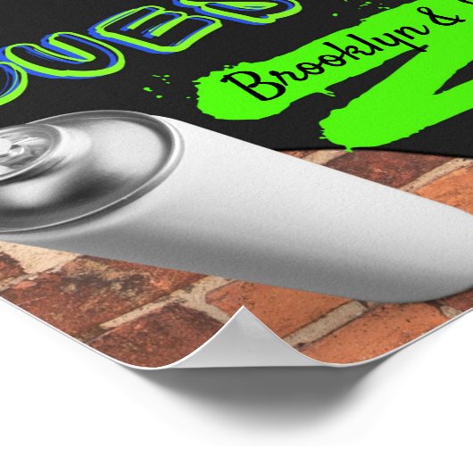 レトロヒップホップアーバンベイビーシャワーゲストブックサイン ポスター (角)