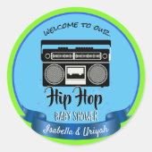 レトロヒップホップジェンダーが赤ちゃんシャワーを明かす ラウンドシール (正面)