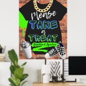 レトロヒップホップベビーシャワーアーバントリートサイン ポスター (ホームオフィス)