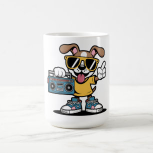 レトロヒップホップ犬: クールなキャラクタードッグ コーヒーマグカップ