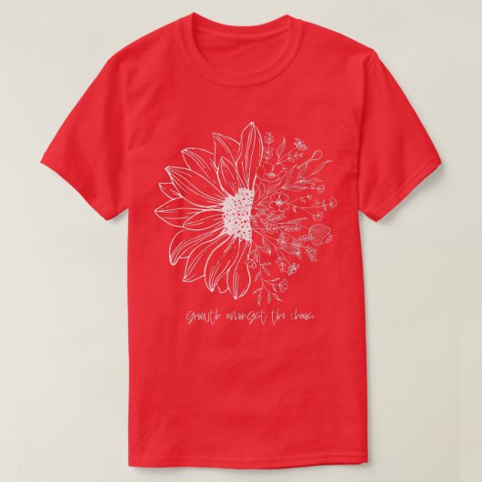 レトロヒマワリは混沌の中で育前向きつ Tシャツ (デザイン正面)
