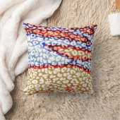 レトロヒョウのプリントスキン（オレンジ、ブルー、グレー） クッション (ブランケット)