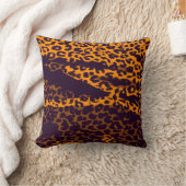 レトロヒョウ印刷スキンファー(茶色、黄色) クッション (ブランケット)
