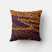 レトロヒョウ印刷スキンファー(茶色、黄色) クッション (裏面)