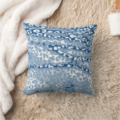 レトロヒョウ印刷スキン(BLue、白) クッション (ブランケット)