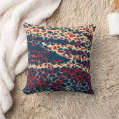 レトロヒョウ印刷スキン(BLue、Red、Bisque) クッション (ブランケット)