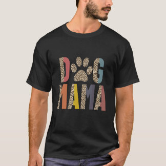 レトロヒョウ柄の犬ママ 育児 Tシャツ