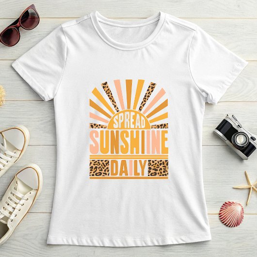 レトロヒョウ柄サンシャイン; 毎日を明るく  Tシャツ