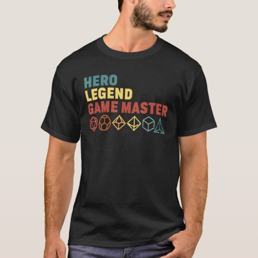 レトロヒーローレジェンドゲームマスターRpgサイコロD20 Tシャツ (正面)