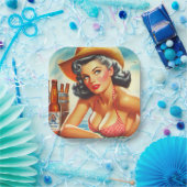 レトロビアカントリーガール ペーパープレート (パーティー)