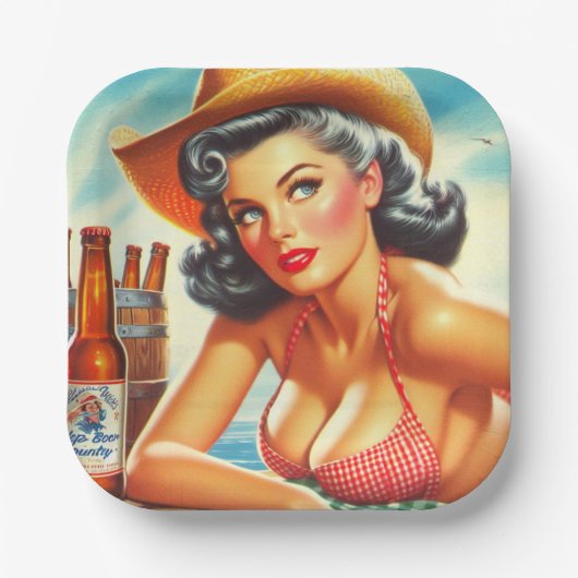 レトロビアカントリーガール ペーパープレート (正面)