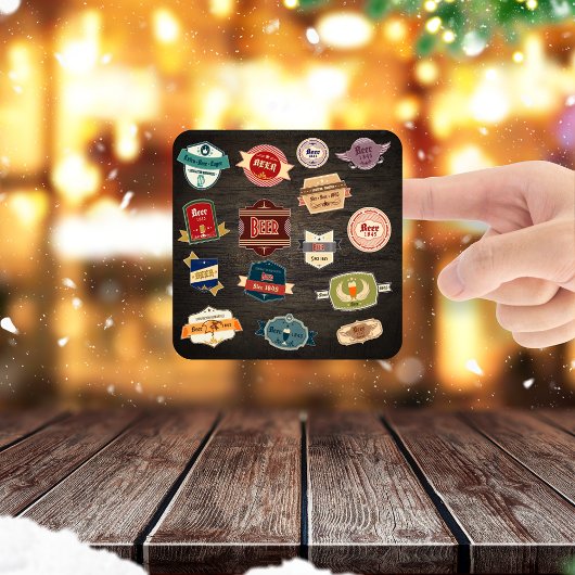 レトロビアラベルのコラージュ スクエアシール