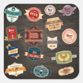 レトロビアラベルのコラージュ スクエアシール (正面)