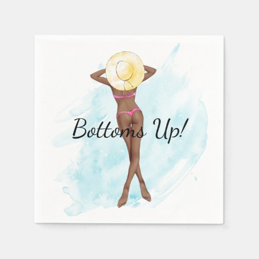 レトロビキニガールアダルトパーティー スタンダードカクテルナプキン (正面)