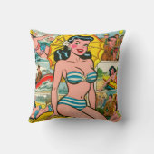 レトロビキニガールサマー漫画 クッション (裏面)