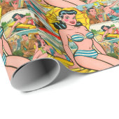 レトロビキニガールサマー漫画 ラッピングペーパー (ロールコーナー)
