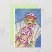 レトロビキニサマープールBBQパーティの招待状 招待状 (正面/裏面)