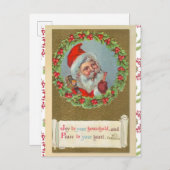 レトロビクトリアンクリスマスサンタクロース ポストカード (正面/裏面)