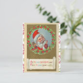 レトロビクトリアンクリスマスサンタクロース ポストカード (スタンド正面)