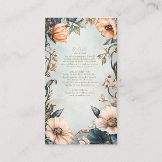 レトロビクトリアン王室の結婚フローラ エンクロージャーカード (正面)