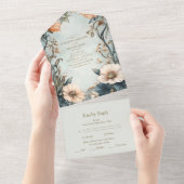 レトロビクトリアン王室の結婚フローラ オールインワン招待状 (貼ってはがせる)