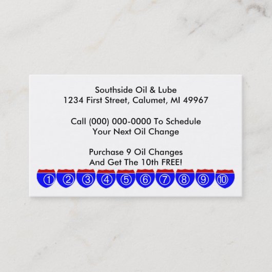 レトロビジネスパンチカードビジネス交通標識 ロイヤリティカード (正面)