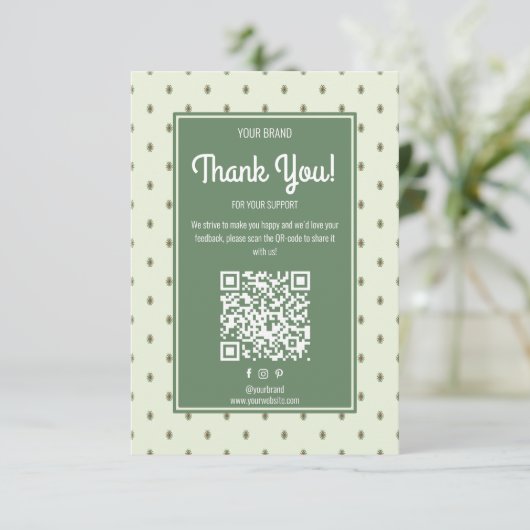 レトロビジネス感謝QRコード付き注文カード サンキューカード (スタンド正面)