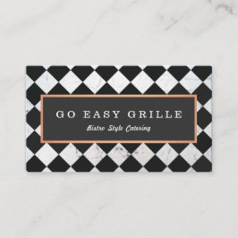 レトロビストロシェフケータリング市松模様にタイル 名刺