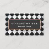 レトロビストロシェフケータリング市松模様にタイル 名刺 (正面)