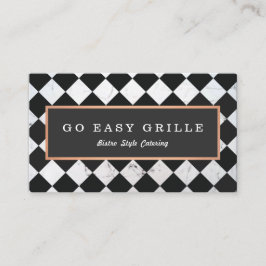 レトロビストロシェフケータリング市松模様にタイル 名刺