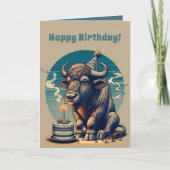レトロビソンバッファローハッピーバースデー カード (正面)