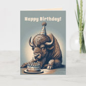 レトロビソンバッファローハッピーバースデー カード (正面)