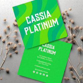 レトロビッグはっきりしたウェーブミニマリストのソーシャルアイコン スクエア名刺