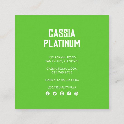 レトロビッグはっきりしたウェーブミニマリストのソーシャルアイコン スクエア名刺 (裏面)